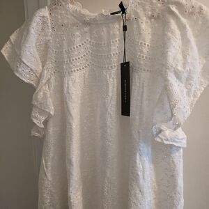 BCBGMAXAZRIA White Eyelet Blouse
